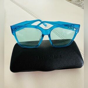Balenciaga BB0056SA Blue Logo Sunglasses